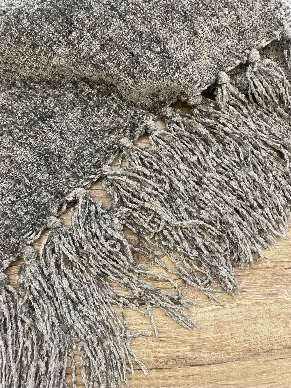 Pier 1 Gray Chenille Fringe Throw